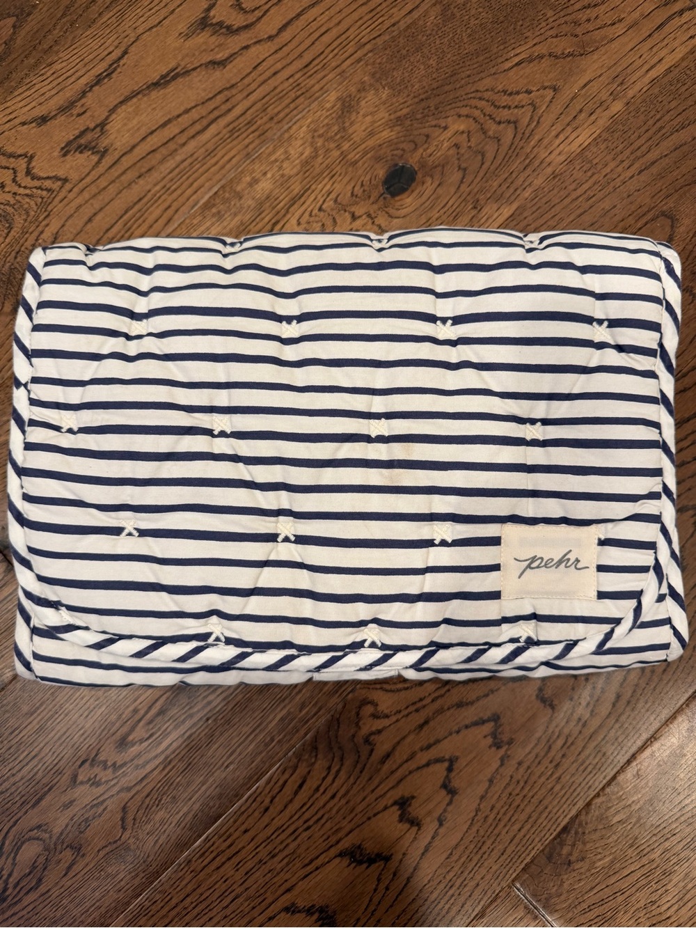 pehr Navy Stripe Quilted Changing Pad Cover